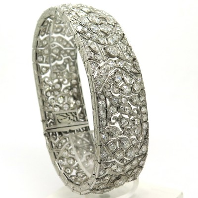 Bracelet manchette en diamant et platine Art Déco – Modèle Saint Honoré 200