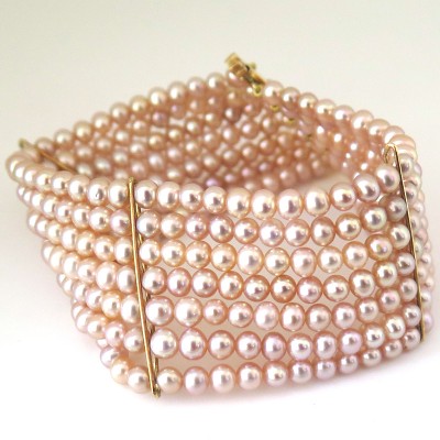 Bracelet de perles de culture roses 209
