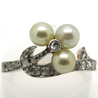 Bague Belle Epoque perles diamants Emilie 2206