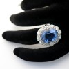 Saphir de Ceylan - Bague Pompadour ancienne saphir bleu intense diamants 2291