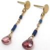 Pendants d’oreilles en or rose lapis-lazuli et tourmalines roses C60
