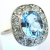 Bague art déco topaze bleue entourage diamants platine 1580