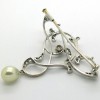 Bijou art nouveau - Broche ancienne en or blanc diamants perle 30