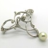 Bijou art nouveau - Broche ancienne en or blanc diamants perle 30
