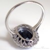 Bague pompadour en saphir, platine et diamants