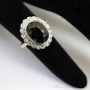 Bague pompadour en saphir, platine et diamants