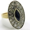 Bague marquise, saphir et diamants