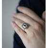Bague Octogonale en or jaune, saphir et diamants