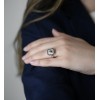 Bague Octogonale en or jaune, saphir et diamants
