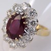 Bague Pompadour rubis entourage douze diamants 2 ors 1811