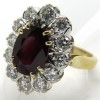 Bague Pompadour rubis entourage douze diamants 2 ors 1811