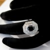 Bague art déco ancienne saphir diamants monture octogonale or blanc – Cluny 1813