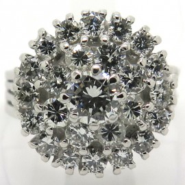 Bague marguerite diamants or blanc vintage d’occasion – Modèle Saint Germain 1825