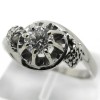 Solitaire diamant 0,38 carat monture tourbillon or blanc Vavin 1915